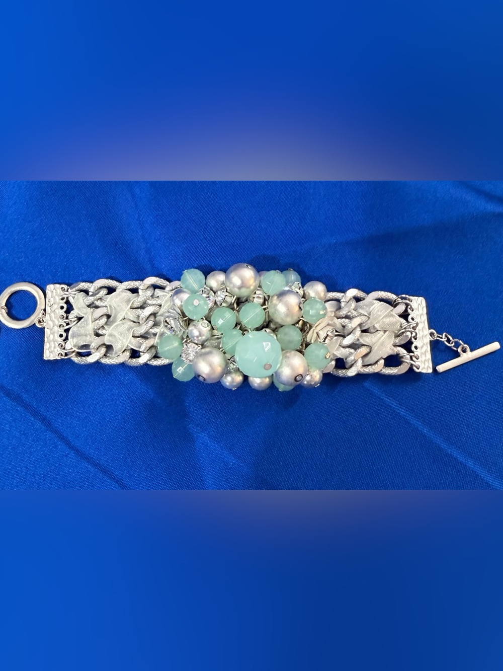 Park Lane Mint Green & Silver Statement Bracelet - Picture 2 of 6